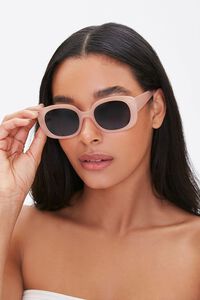 BLUSH/BLACK Tinted Oval Sunglasses, image 1