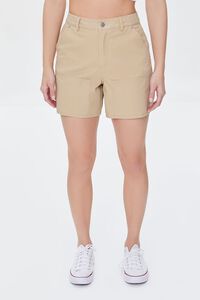 CAPPUCCINO Twill High-Rise Shorts, image 2