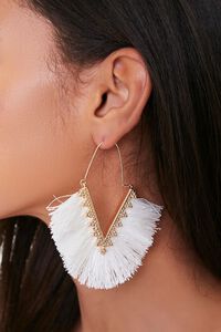 WHITE Threaded Fringe Earrings, image 1