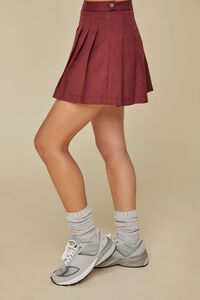 MAROON Pleated A-Line Mini Skirt, image 3