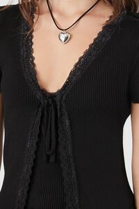Lace-Trim Sweater-Knit Top, image 5