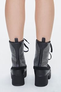 BLACK/CLEAR Faux Suede Rhinestone Ankle Boots, image 3