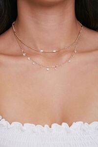 GOLD/CLEAR Faux Gem Layered Necklace, image 1