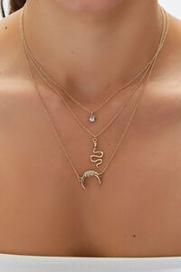 GOLD Snake Charm Chain Necklace Set, image 1