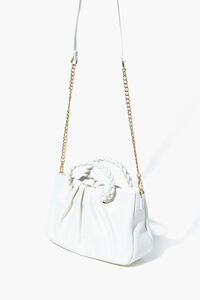 WHITE Twisted Faux Leather Crossbody Bag, image 2