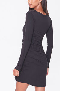 BLACK Ruched Drawstring Mini Dress, image 3