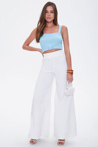 SKY BLUE Knotted Cropped Tank Top, image 4