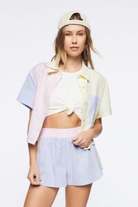 PINK/MULTI Pinstriped Colorblock Shorts, image 1