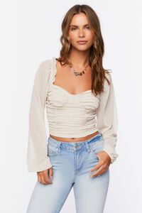 ASH BROWN Ruched Sweetheart Crop Top, image 1