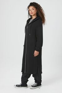 BLACK Fleece Longline Zip-Up Hoodie, image 2
