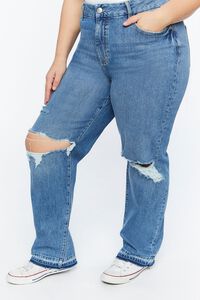 LIGHT DENIM Plus Size Recycled Cotton Distressed Mid-Rise Jeans, image 2