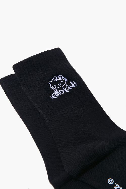 BLACK Embroidered Hello Kitty Crew Socks, image 3
