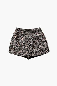 BLACK/MULTI Girls Quilted Floral Print Shorts (Kids), image 1
