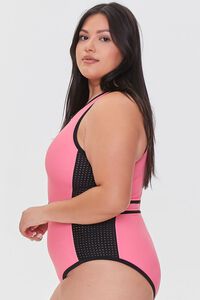 PINK Plus Size Zip-Up One-Piece Swimsuit, image 2