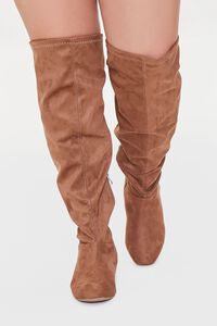 BROWN Knee-High Faux Suede Boots (Wide), image 4