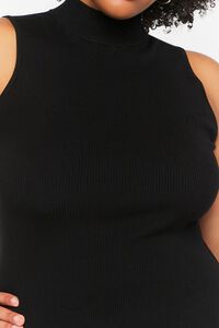 BLACK Plus Size Sleeveless Mock Neck Sweater Top, image 5