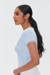 SKY BLUE Lace-Trim Cropped Tee, image 2