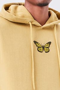 TAUPE/YELLOW Butterfly Embroidered Graphic Hoodie, image 5