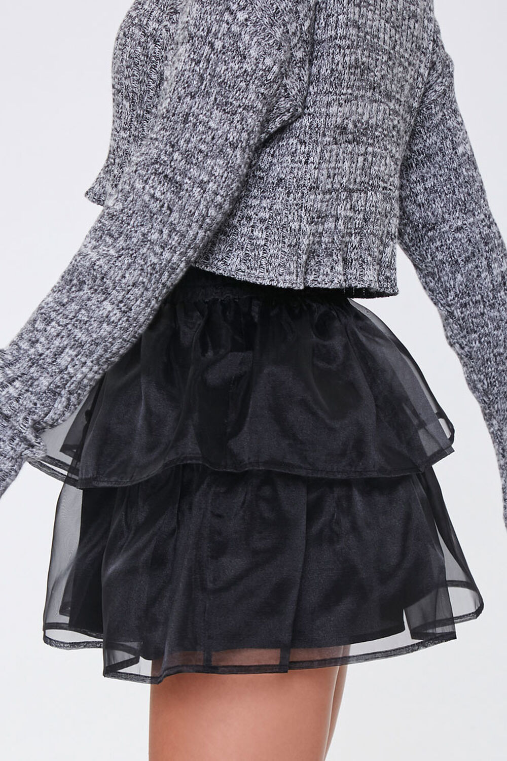 BLACK Organza Flounce Mini Skirt, image 3