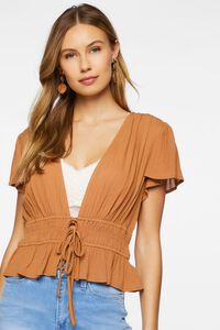 Plunging Butterfly Sleeve Crop Top, image 1