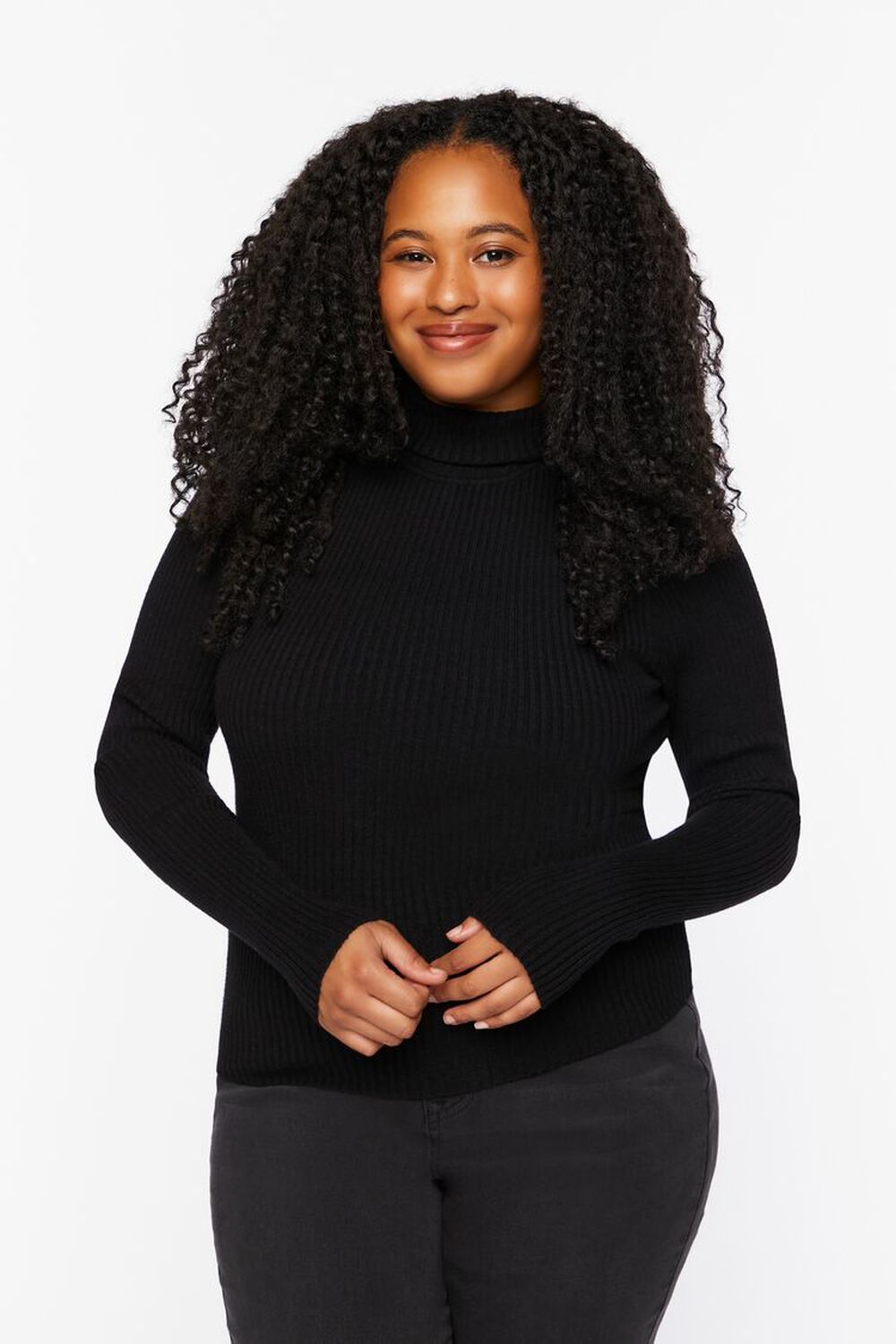 BLACK Plus Size Sweater-Knit Turtleneck Top, image 1