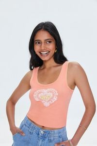 CORAL/MULTI Aloha Graphic Cropped Tank Top, image 1