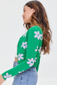 GREEN/LAVENDER Daisy Floral Cardigan Sweater, image 2