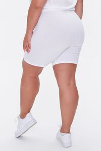 WHITE Plus Size Basic Organically Grown Cotton Biker Shorts, image 4