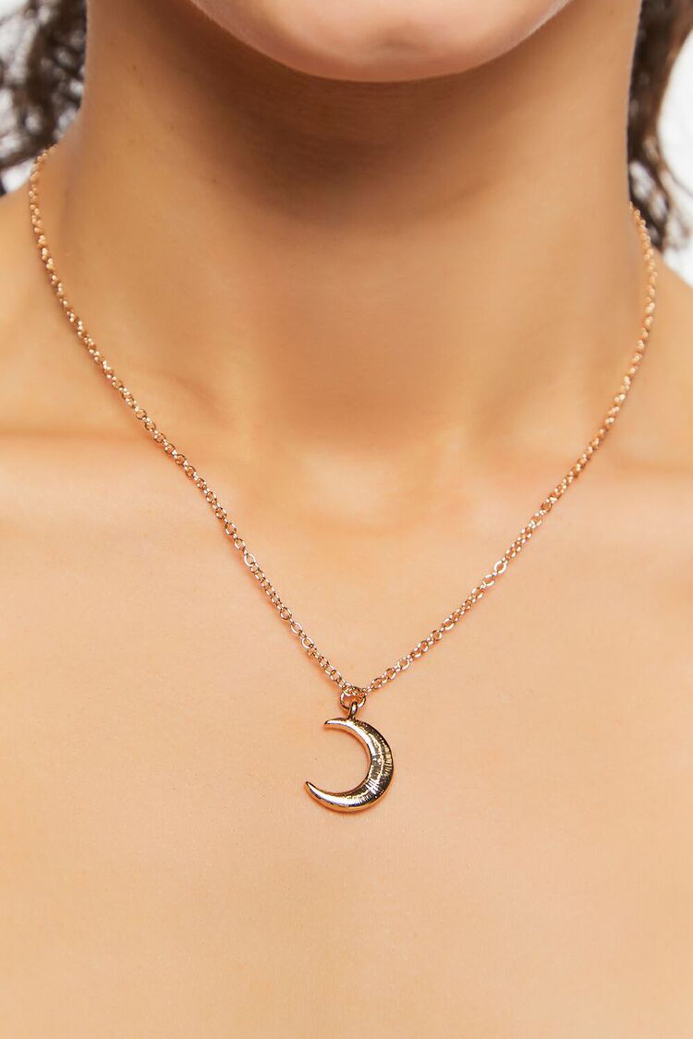 GOLD/CLEAR Crescent Moon Pendant Necklace, image 1