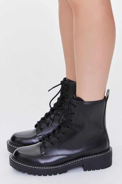BLACK Faux Leather Ankle Boots (Wide), image 2