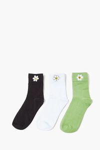 Embroidered Flower Crew Sock Set - 3 pack, image 2