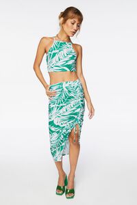 GREEN/MULTI Tropical Crop Top & Ruched Midi Skirt, image 4