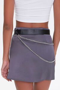 BLACK/SILVER Faux Leather Waist-Chain Belt, image 3