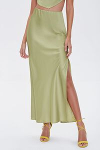 GREEN Satin Maxi Skirt, image 2