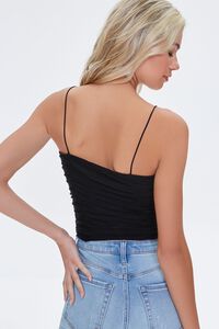 BLACK Ruched Mesh Cropped Cami, image 3