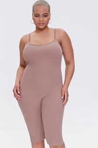 TAUPE Plus Size Ribbed Cami Romper, image 1