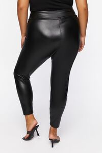 BLACK Plus Size Faux Leather Leggings, image 4