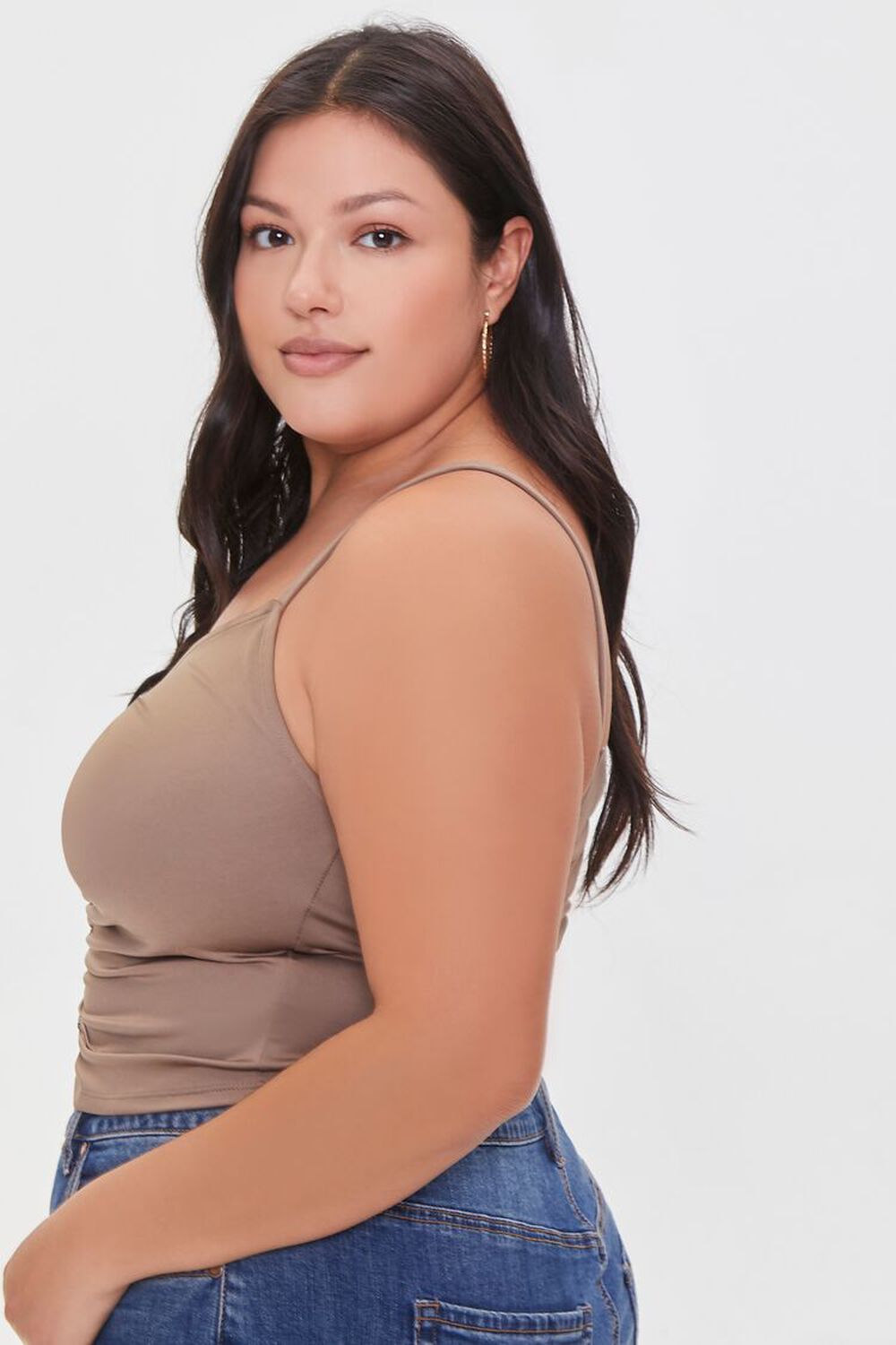 TAUPE Plus Size Ruched Cami, image 2