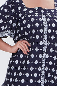 NAVY/MULTI Plus Size Ornate Print Dress, image 5