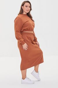 CAMEL Plus Size Pullover & Midi Skirt Set, image 2