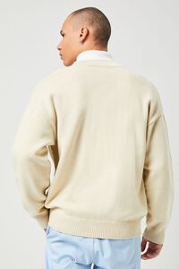 KHAKI/WHITE Happy Face Cardigan Sweater, image 3