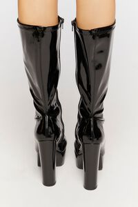 BLACK Faux Patent Leather Calf-High Boots, image 3