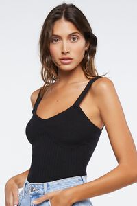 BLACK Ribbed Sweater-Knit Top, image 2