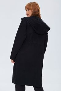BLACK Drawstring Hooded Longline Jacket, image 3