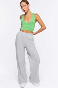 HEATHER GREY French Terry Wide-Leg Pants, image 6