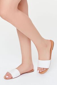 WHITE Faux Leather Slip-On Sandals, image 1
