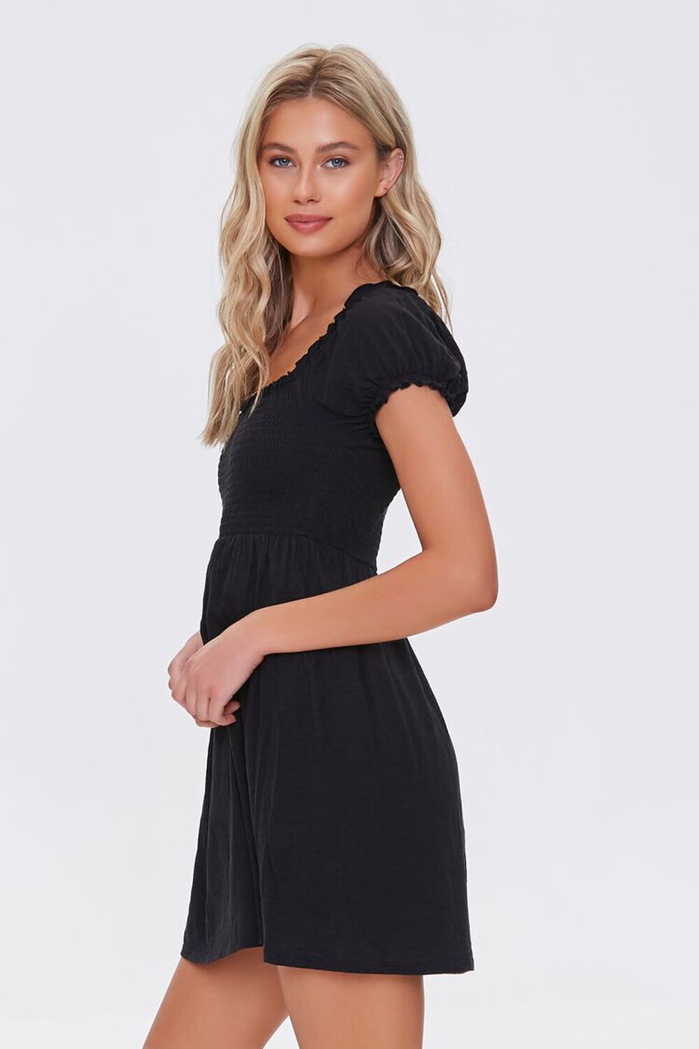 BLACK Smocked Mini Dress, image 2
