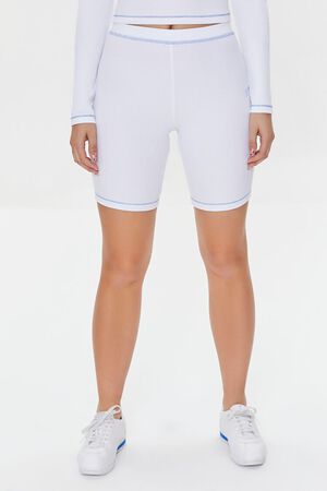 FOREVER 21 Women White Solid Cycling Shorts