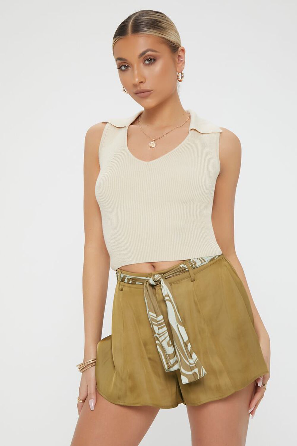 CIGAR Belted Satin Mini Skirt, image 1