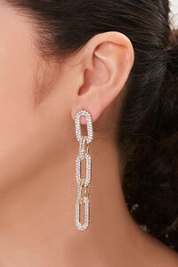 GOLD/CLEAR Rhinestone Chain Drop Earrings, image 1